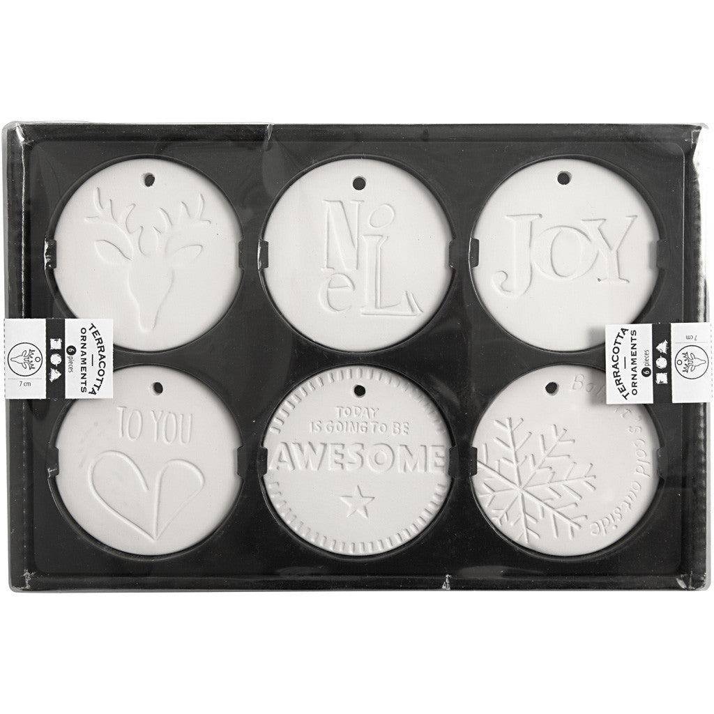 Hanging Ornaments, size 7x7 cm, thickness 0,6 cm, white, 6 pc/ 1 pack [HOB-504940]