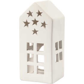 Tea Light Candle Holder, H: 16 cm, size 7x7 cm, white, 8 pc/ 1 pack [HOB-50497]