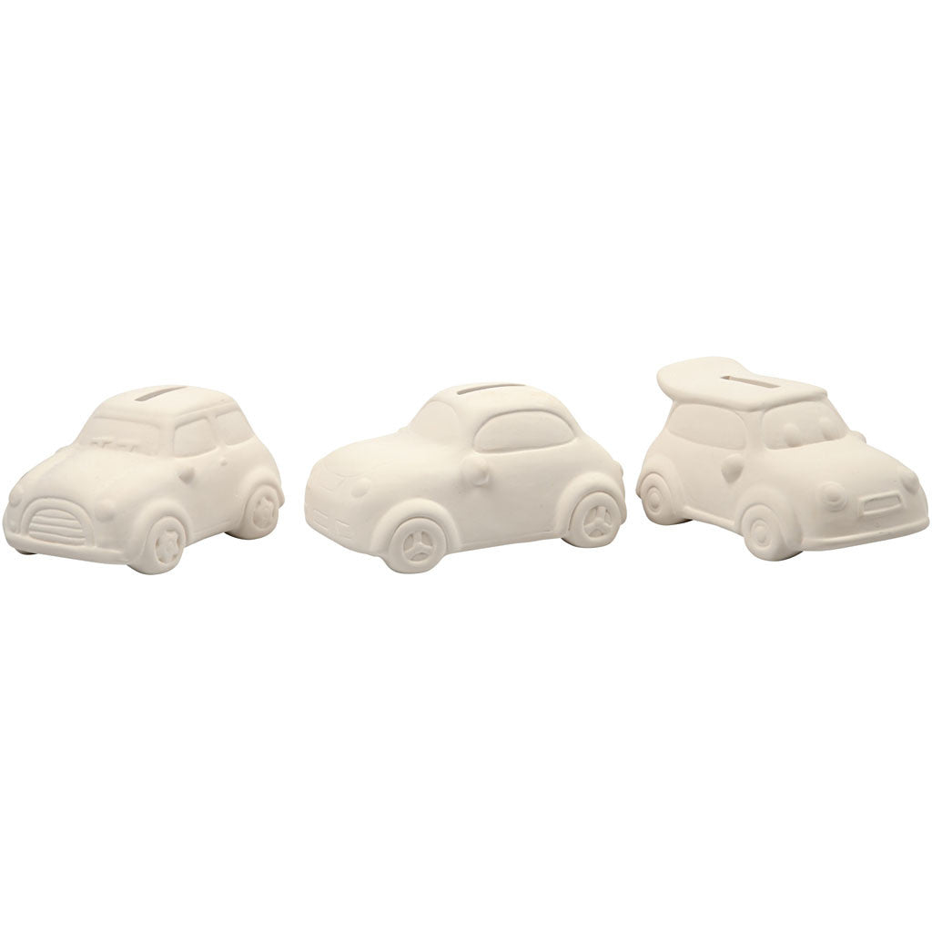 Car Money Box, H: 5,5 cm, L: 12,5 cm, W: 7,8 cm, white, 12 pc/ 1 pack [HOB-50541]