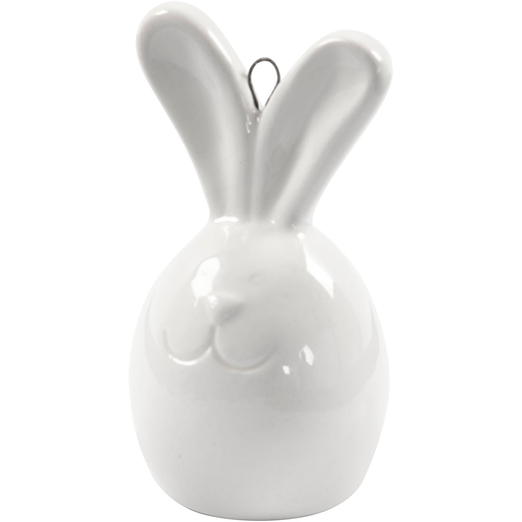 Rabbit, H: 6,7 cm, dia. 3,6 cm, white, 3 pc/ 1 pack [HOB-505780]