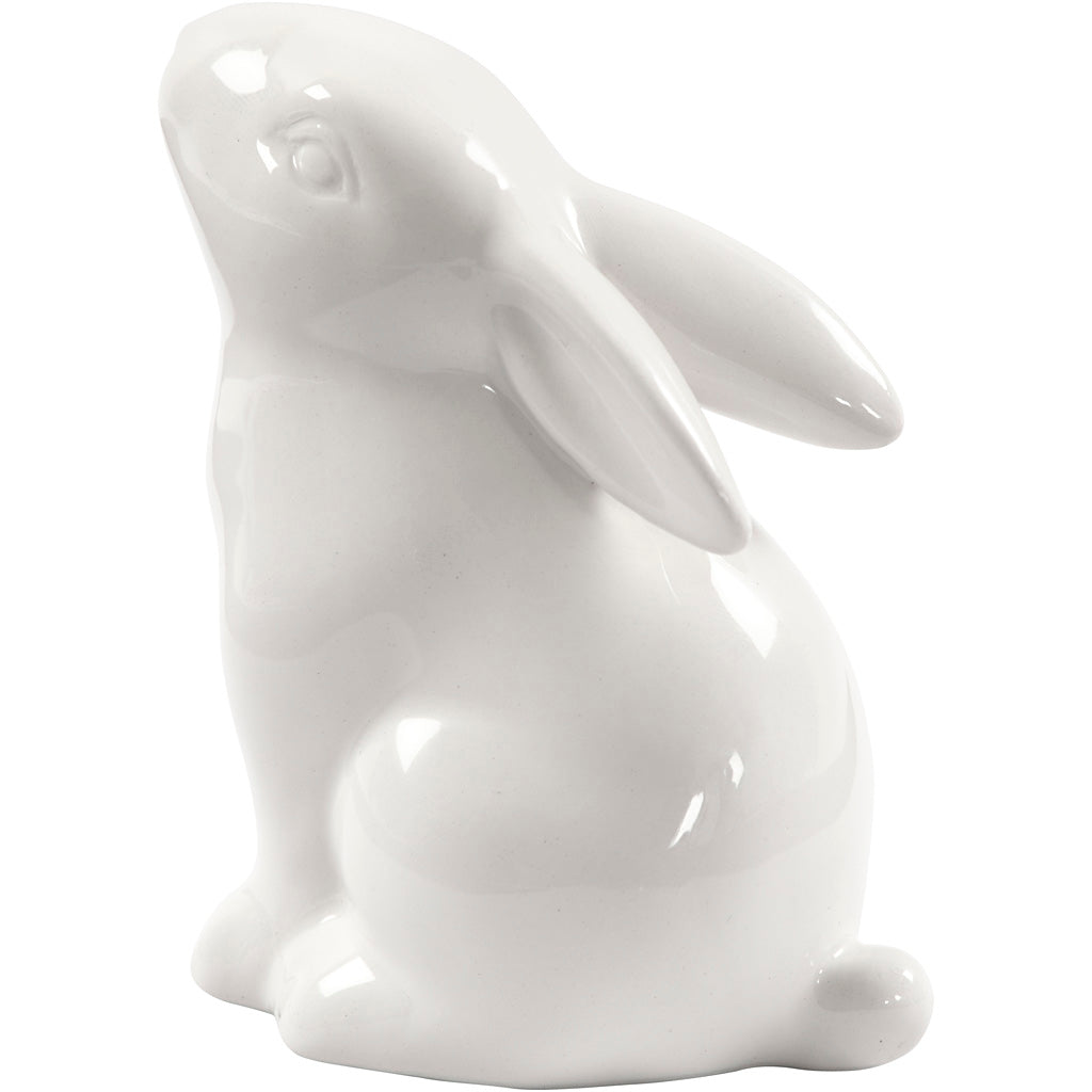 Hare, H: 9 cm, dia. 5,5 cm, white, 12 pc/ 1 pack [HOB-50579]