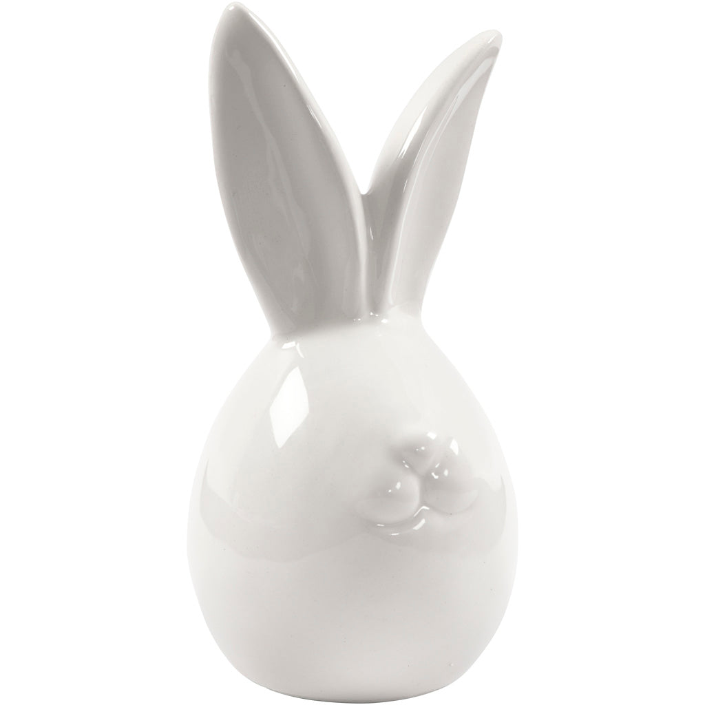 Rabbit, H: 11,4 cm, dia. 5,5 cm, white, 12 pc/ 1 box [HOB-50580]