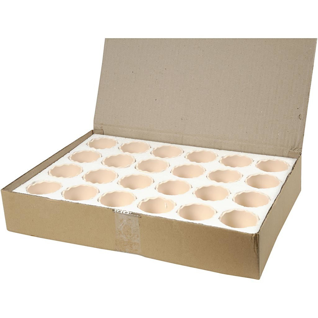 Egg Shell, H: 6,3 cm, dia. 7,5 cm, white, 24 pc/ 1 pack [HOB-50647]