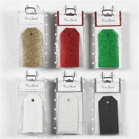 Manila Tags, size 5x10 cm, glitter, 300 g, 6x10 pack/ 1 pack [HOB-50981]