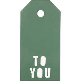 Manila Tags, TO YOU, size 5x10 cm, 300 g, green, 15 pc/ 1 pack [HOB-50986]