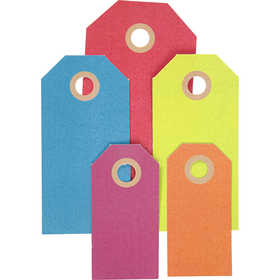 Manila Tags, size 3x6+4x8+5x10 cm, 220 g, assorted colours, 500 pc/ 1 pack [HOB-51009]