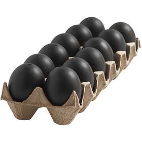 Eggs, H: 6 cm, black, 12 pc/ 1 pack [HOB-51025]