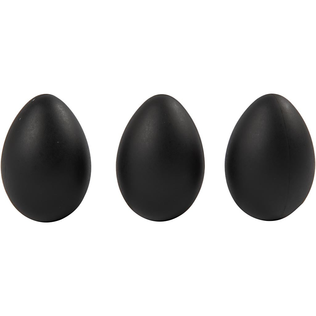 Eggs, H: 6 cm, black, 12 pc/ 1 pack [HOB-51025]