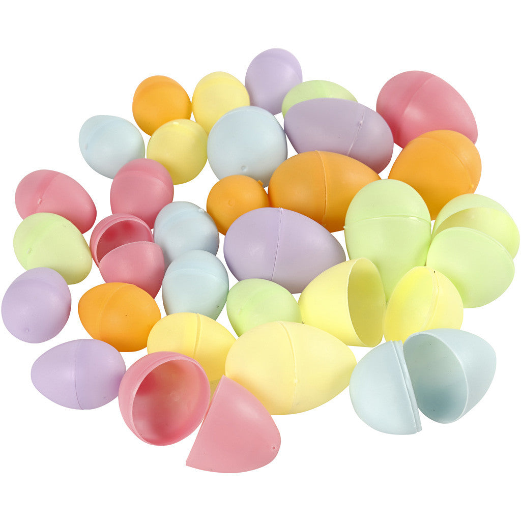 Eggs, H: 4,5+6 cm, dia. 3+4 cm, pastel colours, 720 pc/ 1 pack [HOB-51035]