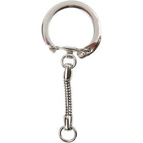 Keyring with chain, L: 6 cm, dia. 2,3 cm, 5 pc/ 1 pack [HOB-512821]