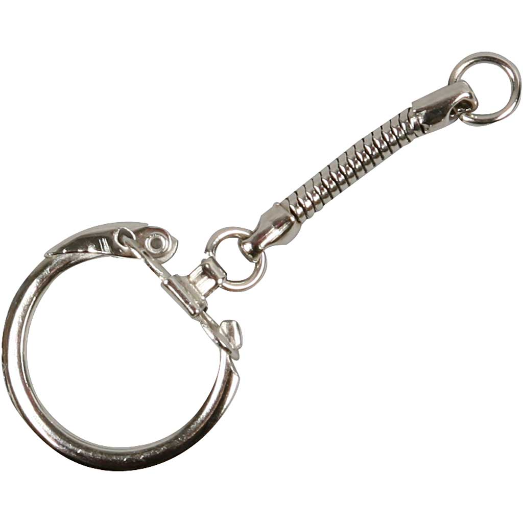 Keyring with chain, L: 6 cm, dia. 2,3 cm, 5 pc/ 1 pack [HOB-512821]