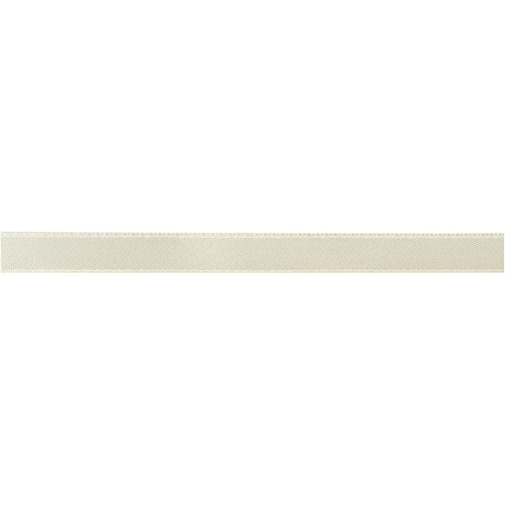 Satin Ribbon, W: 10 mm, off-white, 100 m/ 1 roll [HOB-51367]