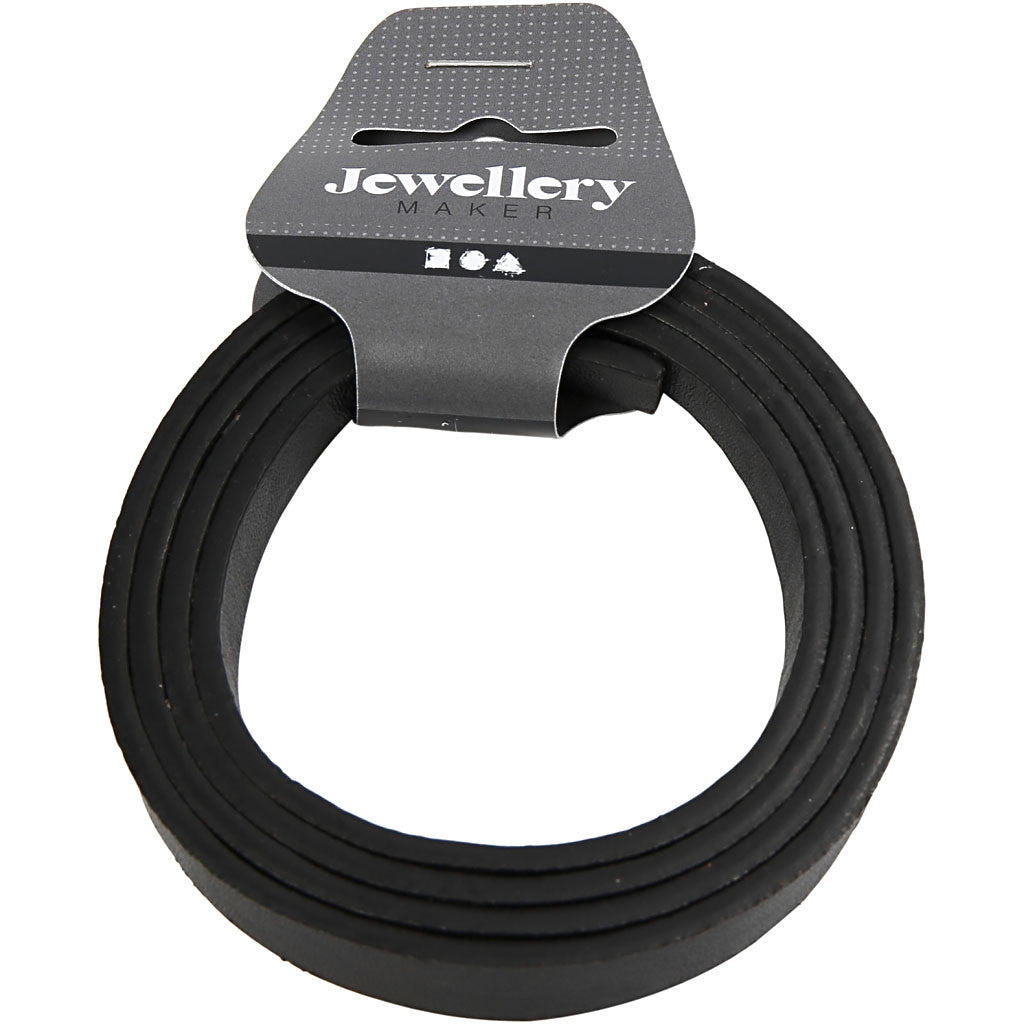 Faux Leather Belt, W: 10 mm, thickness 3 mm, black, 1 m/ 1 pack [HOB-51493]