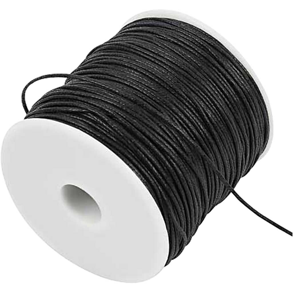 Cotton Cord, thickness 1 mm, black, 100 m/ 1 pack [HOB-51514]