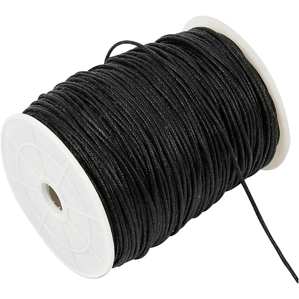 Cotton Cord, thickness 2 mm, black, 100 m/ 1 pack [HOB-51524]