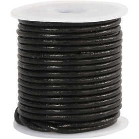 Leather Cord, thickness 2 mm, black, 10 m/ 1 roll [HOB-51549]