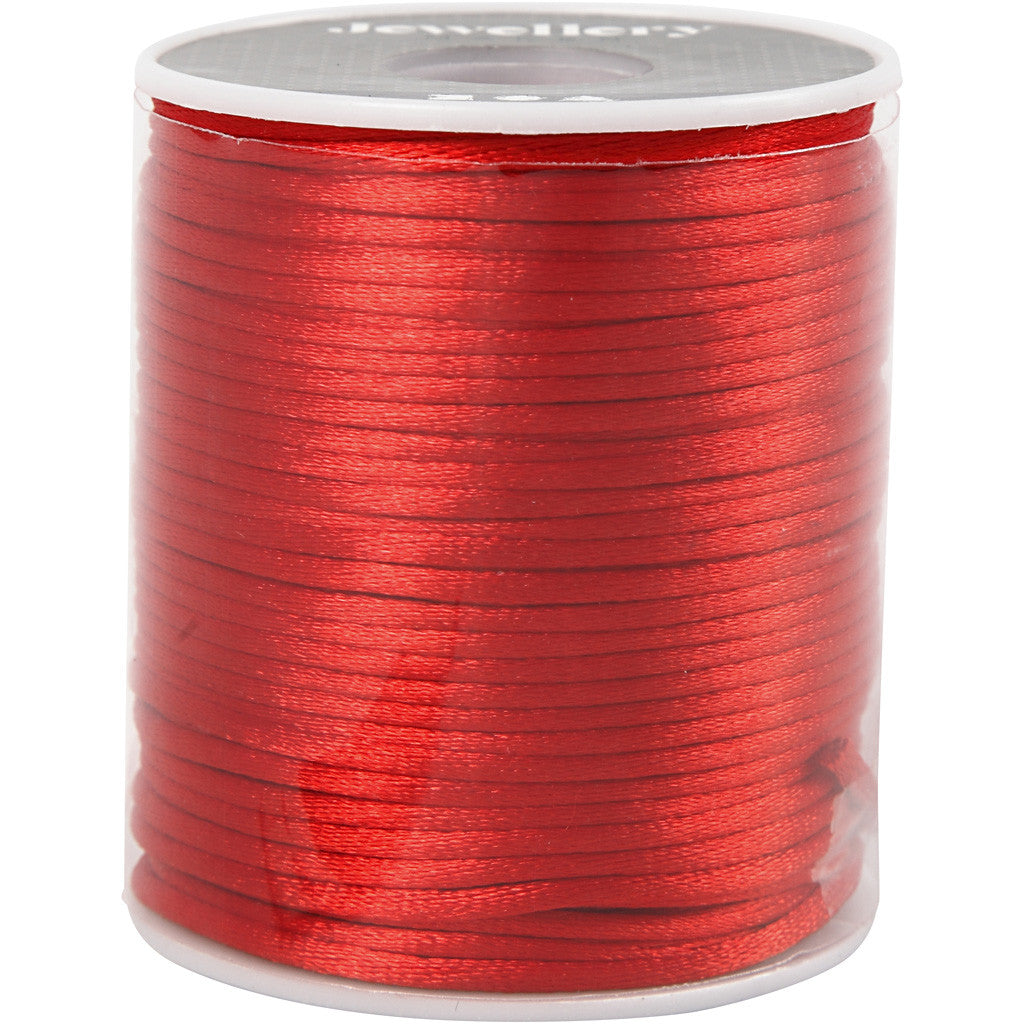 Satin Cord, thickness 2 mm, red, 50 m/ 1 roll [HOB-515508]