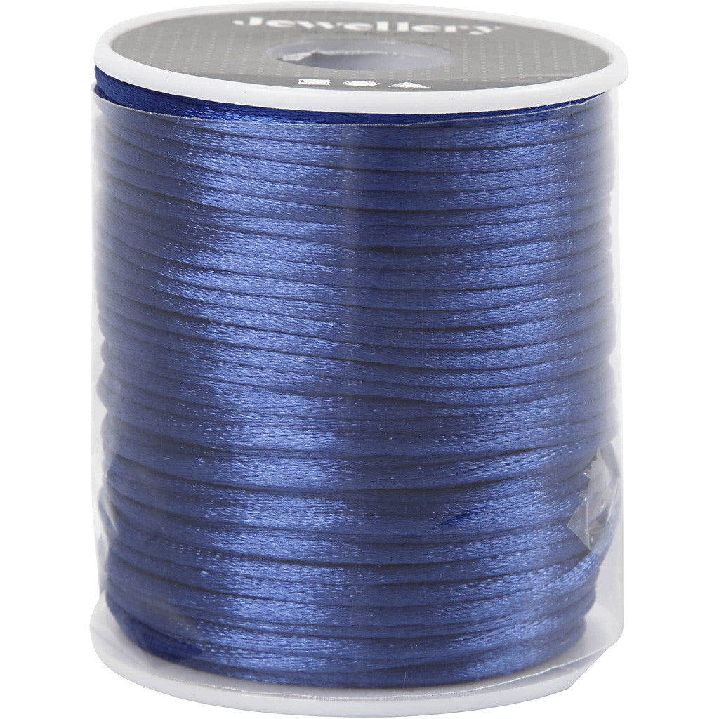 Satin Cord, thickness 2 mm, dark blue, 50m/ 1 roll [HOB-515517]