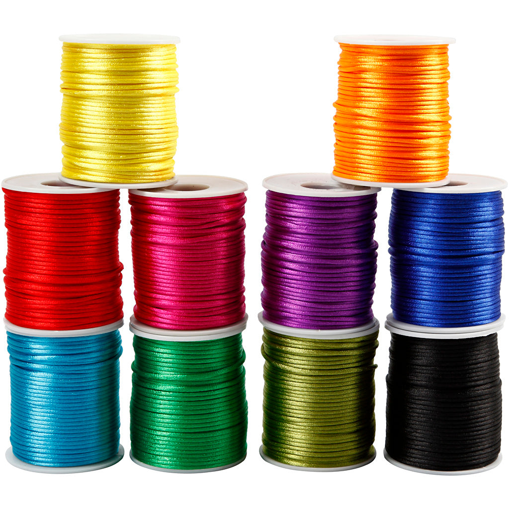 Satin Cord, thickness 2 mm, bold colours, 10x50 m
