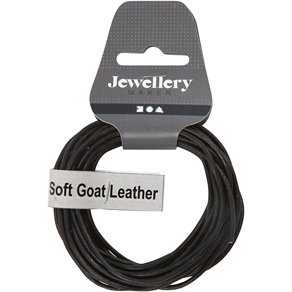 Leather Cord, thickness 2 mm, black, 4 m/ 1 roll [HOB-51552]