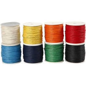 Cotton Cord, thickness 1 mm, assorted colours, 8x40 m/ 1 pack [HOB-51567]