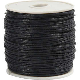Cotton Cord, thickness 1 mm, black, 40 m/ 1 roll [HOB-51580]