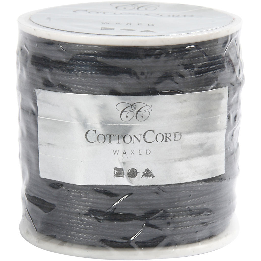Cotton Cord, thickness 1 mm, black, 40 m/ 1 roll [HOB-51580]