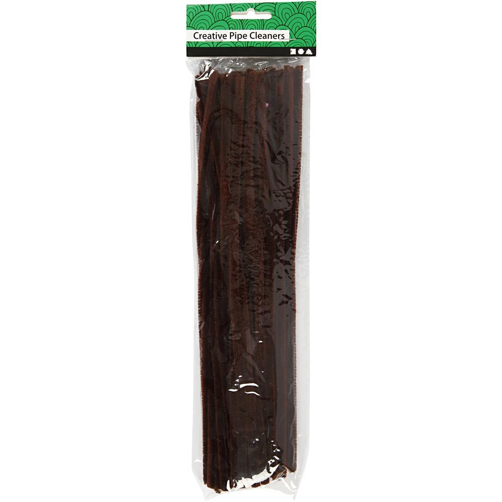 Chenille, L: 30 cm, thickness 6 mm, brown, 50 pc/ 1 pack [HOB-51614]
