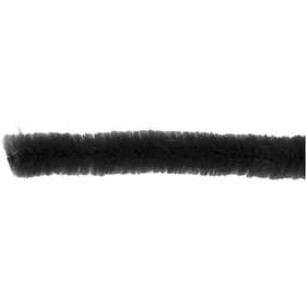 Chenille, L: 30 cm, thickness 6 mm, black, 50 pc/ 1 pack [HOB-51618]