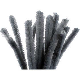 Chenille, L: 30 cm, thickness 15 mm, grey, 15 pc/ 1 pack [HOB-51627]
