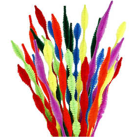 Chenille, waved, L: 30 cm, thickness 5-12 mm, assorted colours, 28 asstd./ 1 pack [HOB-51631]