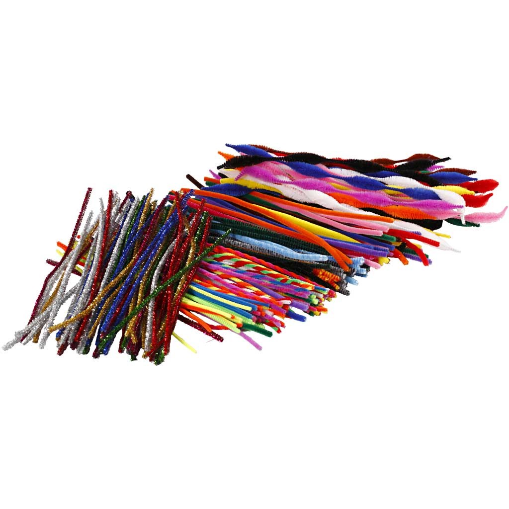 Chenille, L: 30,5 cm, thickness 4-6 mm, assorted colours, 250 asstd./ 1 pack [HOB-51633]