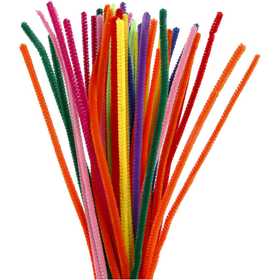 Chenille, L: 30 cm, thickness 6 mm, assorted colours, 50 asstd./ 1 pack [HOB-51636]