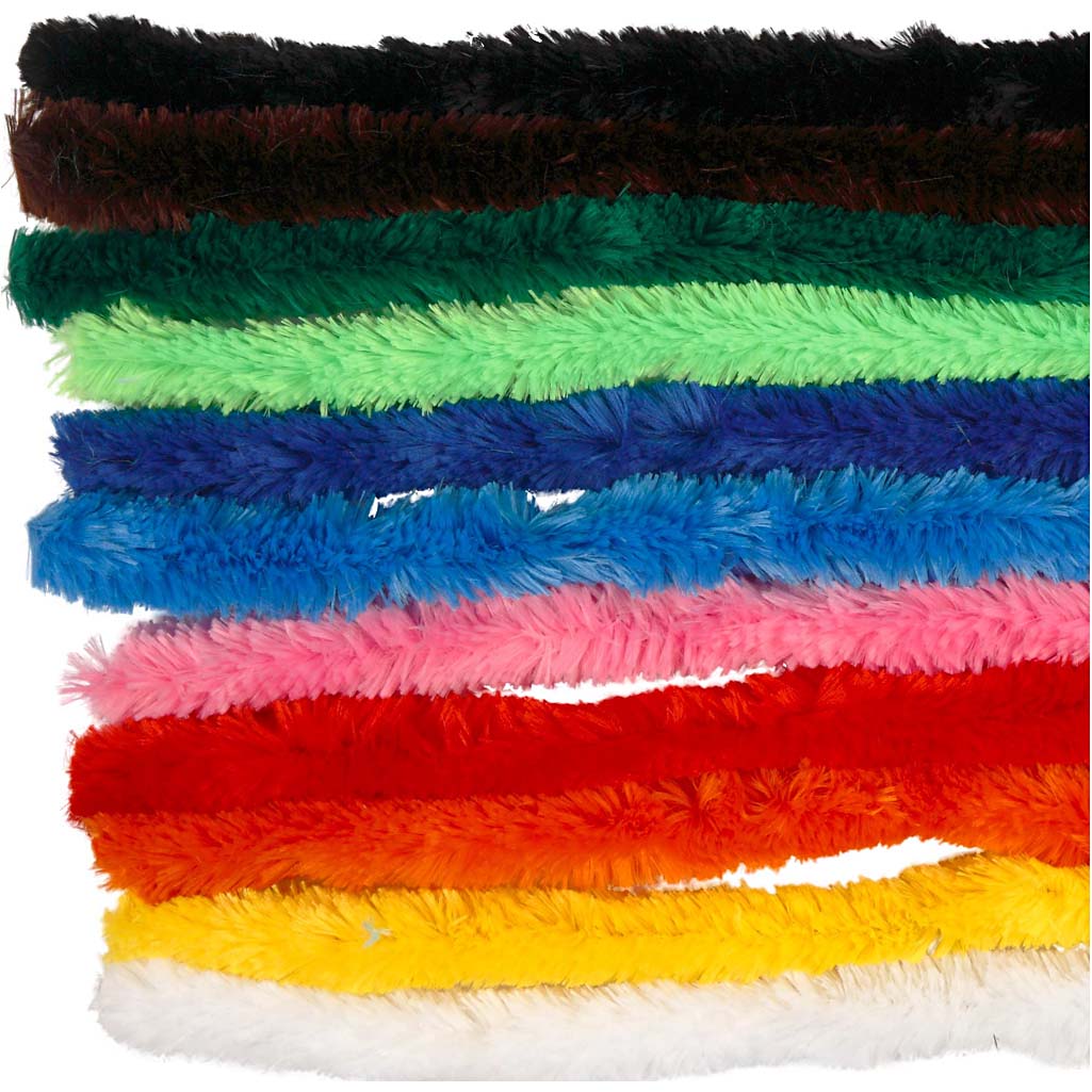 Chenille, big, L: 45 cm, thickness 25 mm, assorted colours, 60 asstd./ 1 pack [HOB-51643]