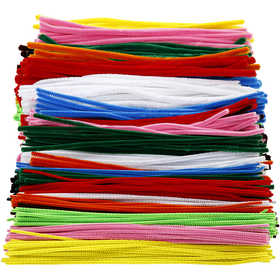 Chenille, L: 30 cm, thickness 4+6+9 mm, assorted colours, 700 asstd./ 1 pack [HOB-51645]