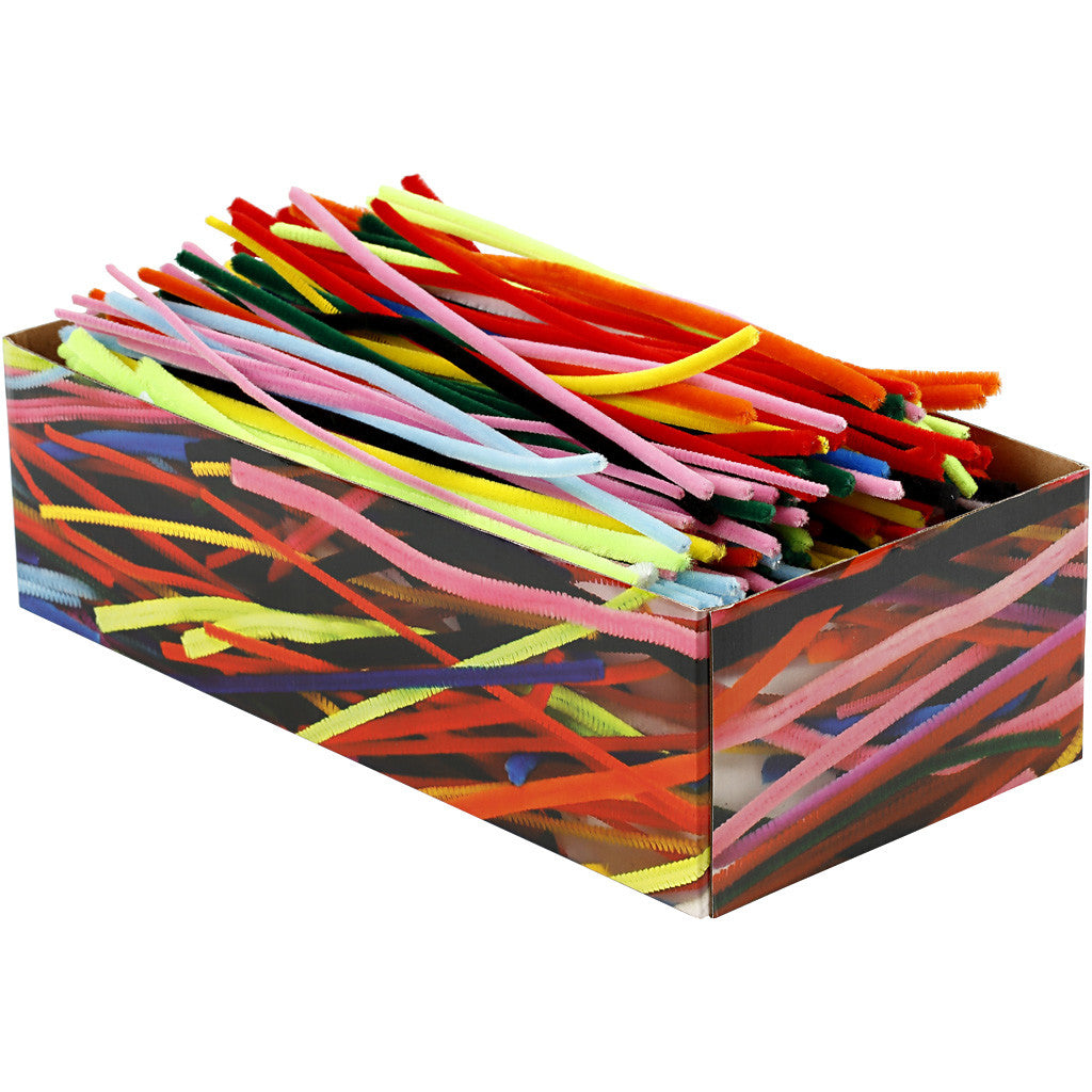 Chenille, L: 30 cm, thickness 4+6+9 mm, assorted colours, 700 asstd./ 1 pack [HOB-51645]