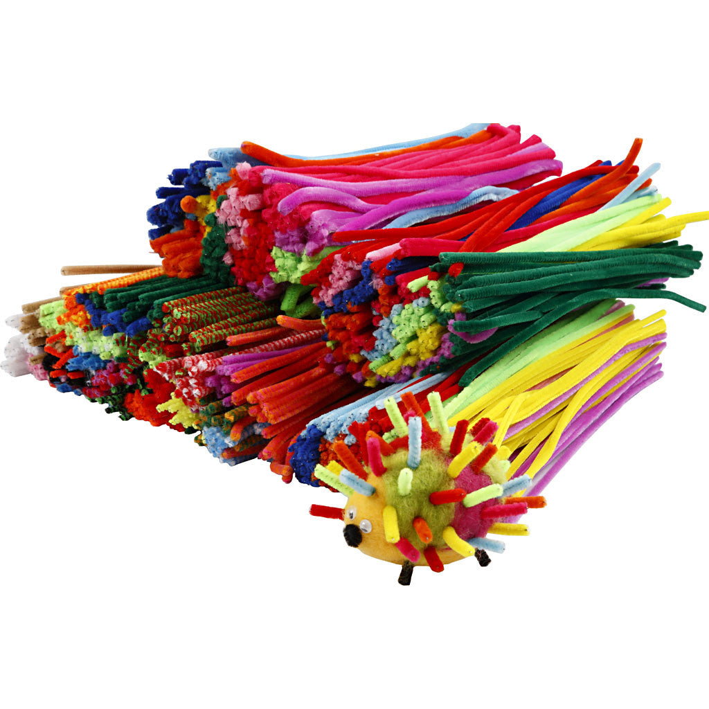 Chenille, L: 30 cm, thickness 4+6+9 mm, assorted colours, 700 asstd./ 1 pack [HOB-51645]