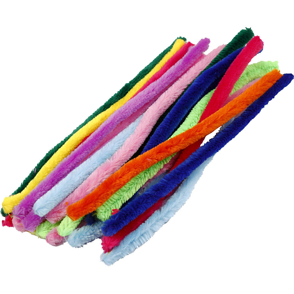 Chenille, L: 30 cm, thickness 15 mm, assorted colours, 200 asstd./ 1 pack [HOB-51646]