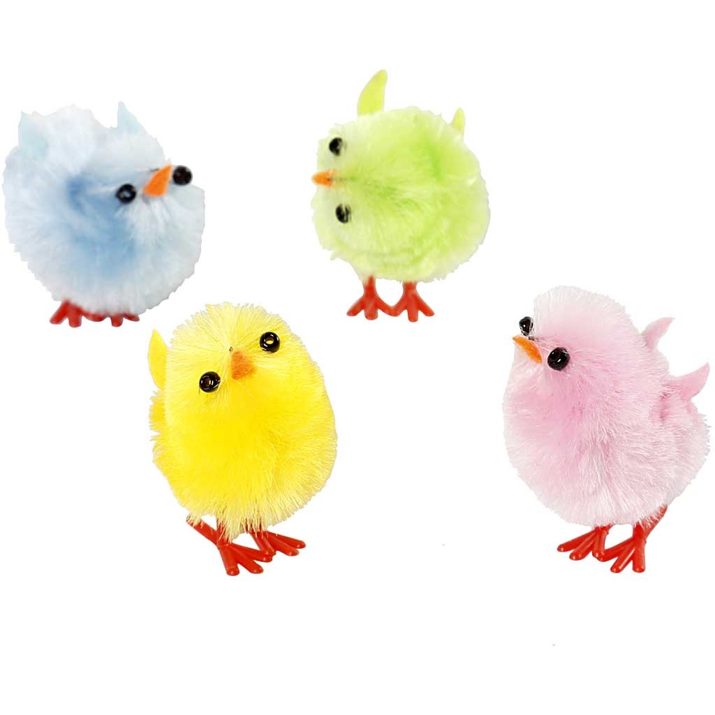 Easter Chicks, H: 30 mm, pastel colours, 12 pc/ 1 pack [HOB-51655]