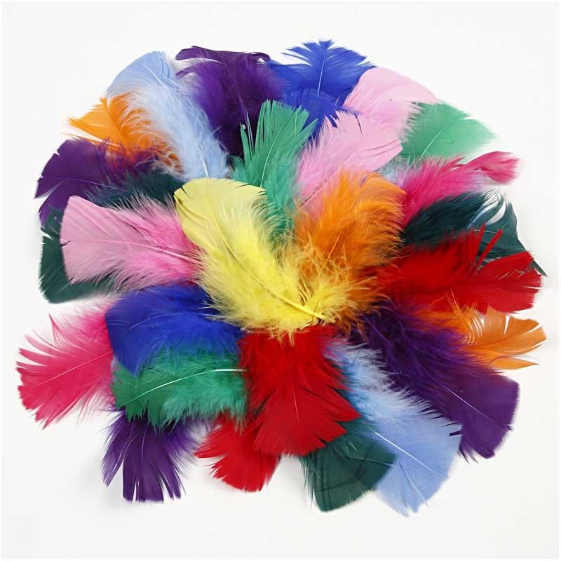 Down, size 7-8 cm, ca. 400 pc, assorted colours, 50 g/ 1 pack [HOB-51661]
