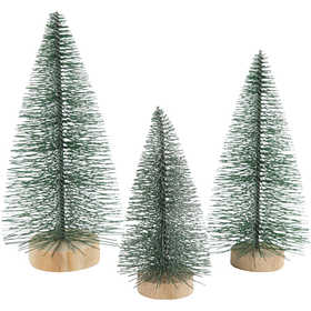 Christmas Spruce Trees, H: 10+13+14 cm, 3 pc/ 1 pack [HOB-51669]