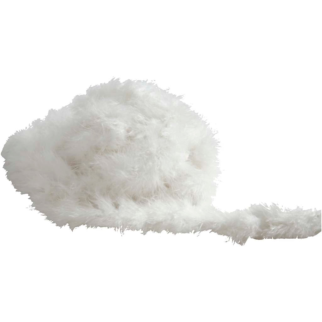 Feather Boa, white, W: 20-30 mm, 10 m/ 1 pack [HOB51680]