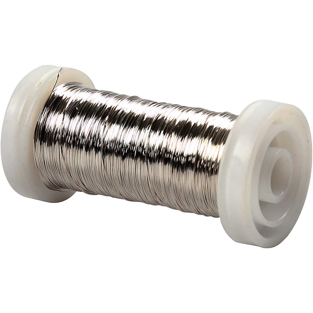Silver-plated Wire, thickness 0,3 mm, silver-plated, 50 g, 100 m/ 1 roll [HOB-51736]