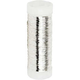 Silver-plated Wire, thickness 0,2 mm, silver-plated, 50 g, 110 m/ 1 roll [HOB-51756]