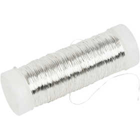 Silver-plated Wire, thickness 0,2 mm, silver-plated, 50 g, 110 m/ 1 roll [HOB-51756]