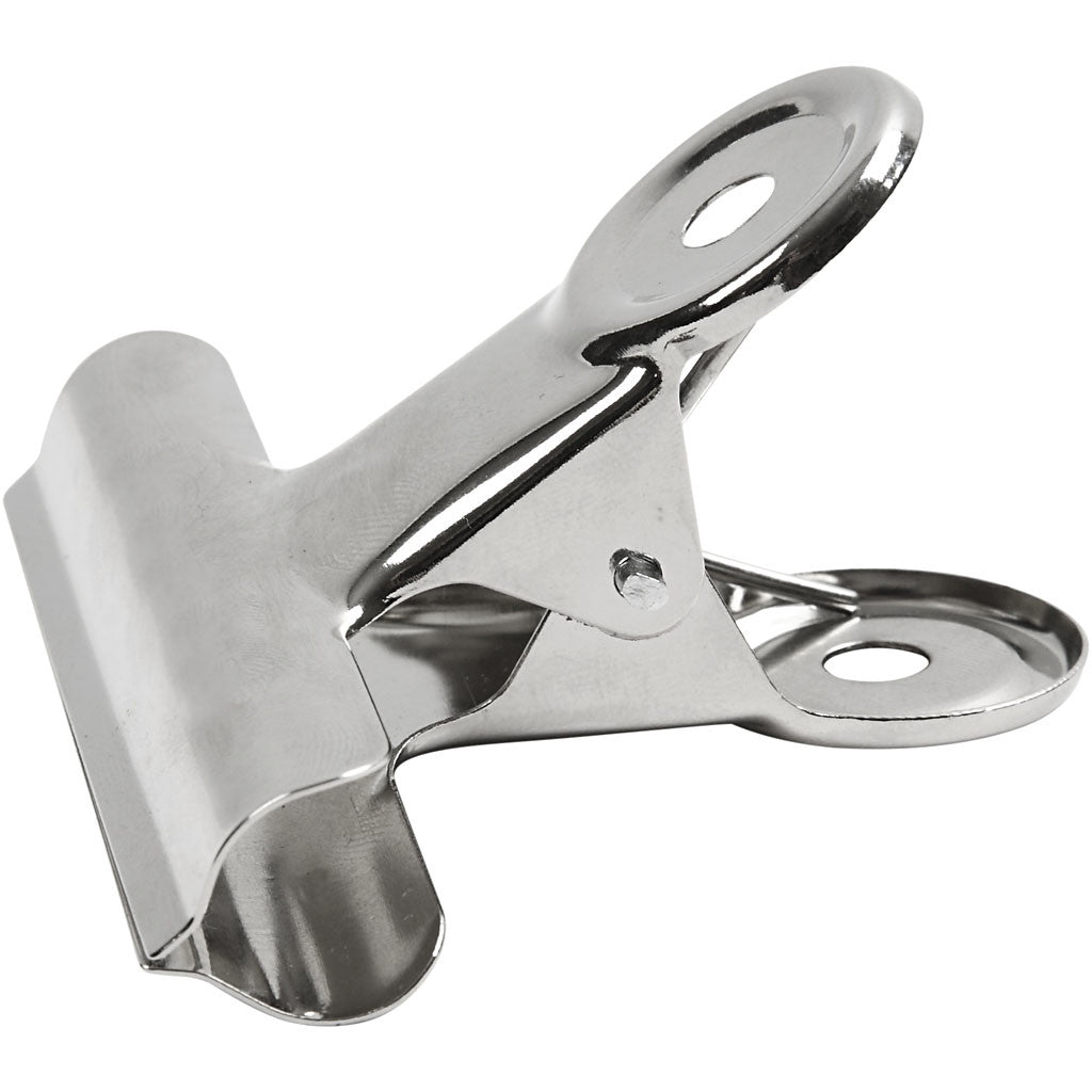 Metal Bulldog Clip, W: 7,5 cm, silver, 6 pc/ 1 pack [HOB-51799]