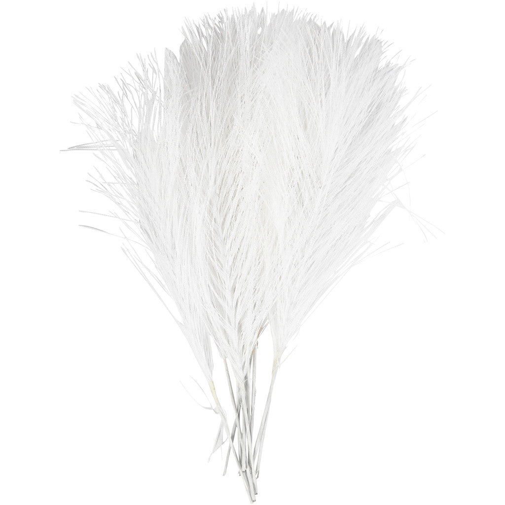 Artificial feathers, L: 15 cm, W: 8 cm, white, 10 pc/ 1 pack [HOB-518050]