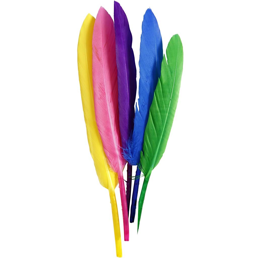 Feathers, L: 13 cm, assorted colours, 48 pc/ 1 pack [HOB-51817]