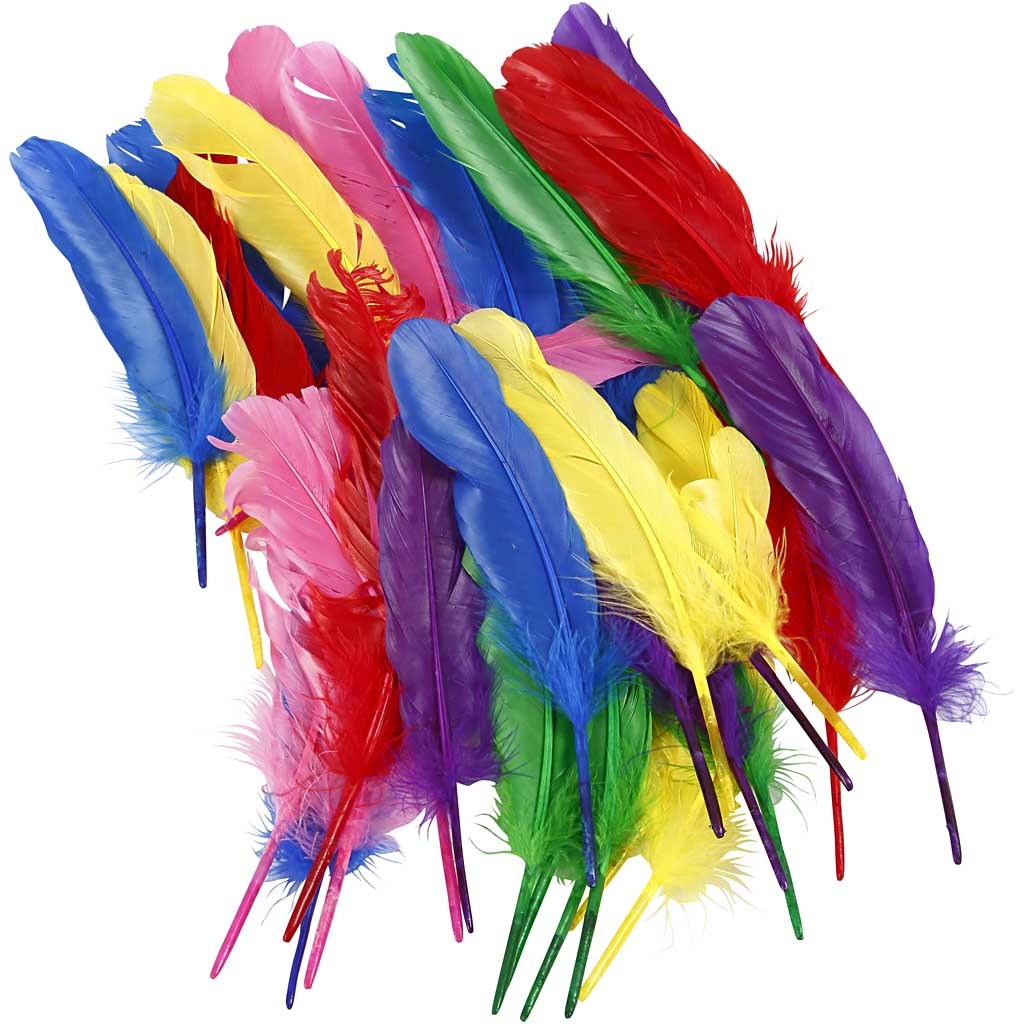 Feathers, L: 20 cm, assorted colours, 36 pc/ 1 pack [HOB-51818]