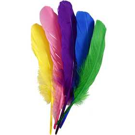 Feathers, L: 20 cm, assorted colours, 36 pc/ 1 pack [HOB-51818]